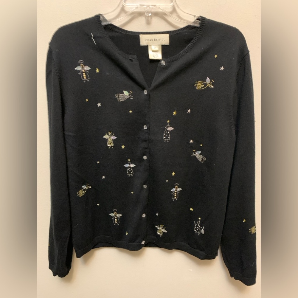 Vintage SUSAN BRISTOL Black Fairy Knit Cardigan